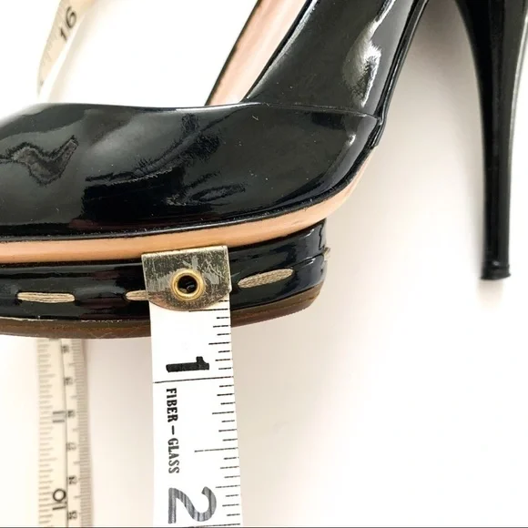 Miu Miu Patent Leather Peep-toe Black Heels 38 - Picture 4 of 14